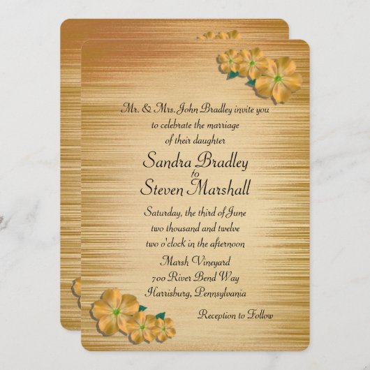 Rustic Flowers Wedding Invitation Kaart (Voorkant / Achterkant)