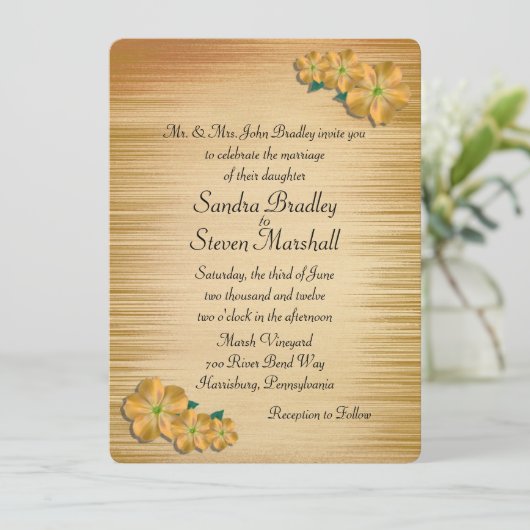 Rustic Flowers Wedding Invitation Kaart (Staand voorkant)