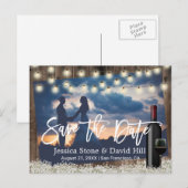 Rustic Flowers Wine Wedding Photo Save the Date Aankondigingskaart (Voorkant / Achterkant)