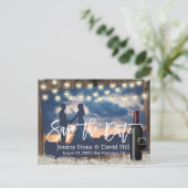 Rustic Flowers Wine Wedding Photo Save the Date Aankondigingskaart (Staand voorkant)