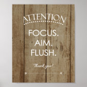 Rustic Focus Aim Flush Funny Bathroom Sign. Poster (Voorkant)