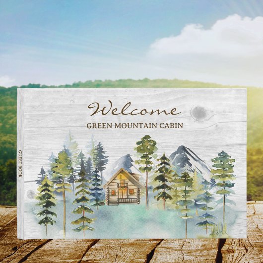 Rustic Foggy Forest Mountain Cabin Guest Book Gastenboek