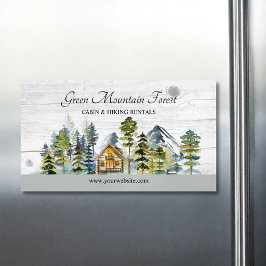 Rustic Foggy Forest Mountain Cabin Magnetisch Visitekaartje