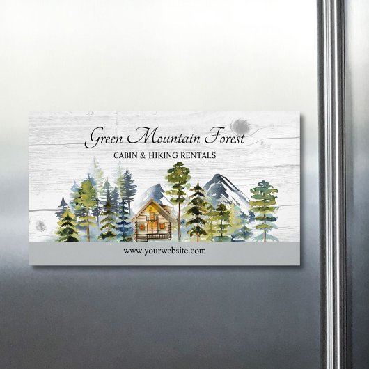 Rustic Foggy Forest Mountain Cabin Magnetisch Visitekaartje