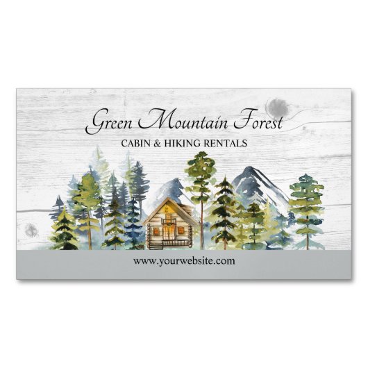 Rustic Foggy Forest Mountain Cabin Magnetisch Visitekaartje (Voorkant)