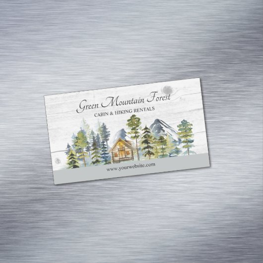 Rustic Foggy Forest Mountain Cabin Magnetisch Visitekaartje (Voorbeeld)