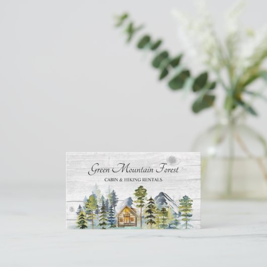 Rustic Foggy Forest Mountain Cabin Visitekaartje (Staand voorkant)