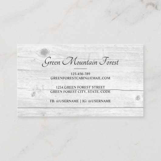 Rustic Foggy Forest Mountain Cabin Visitekaartje (Achterkant)