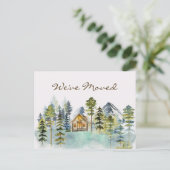 Rustic Foggy Forest Mountain Cabin We verhuisd Briefkaart (Staand voorkant)