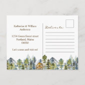 Rustic Foggy Forest Mountain Cabin We verhuisd Briefkaart (Achterkant)