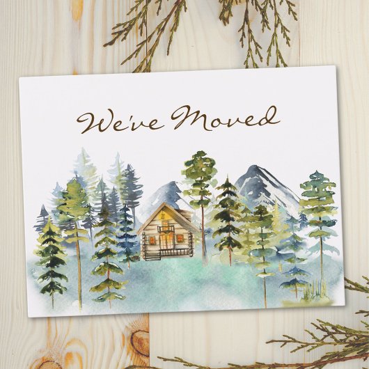 Rustic Foggy Forest Mountain Cabin We verhuisd Briefkaart
