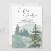 Rustic Foggy Forest Mountain Wedding Invitation Kaart (Voorkant)