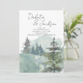 Rustic Foggy Forest Mountain Wedding Invitation Kaart (Staand voorkant)