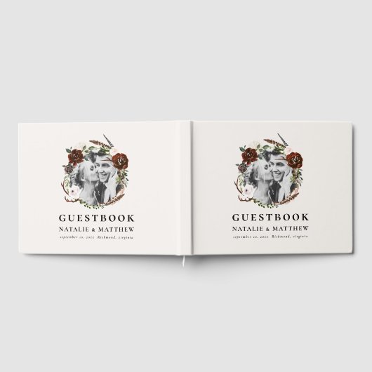 Rustic foliage and antler wedding gastenboek (Volledig)