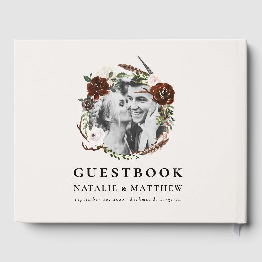 Rustic foliage and antler wedding gastenboek (Achterkant)