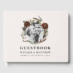 Rustic foliage and antler wedding gastenboek