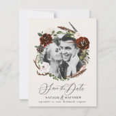 Rustic foliage en antler save the date notificatio aankondiging (Voorkant)