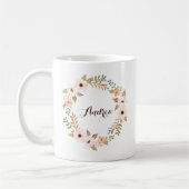 Rustic Foliage en Floral Wreath Personalized Mug Koffiemok (Links)