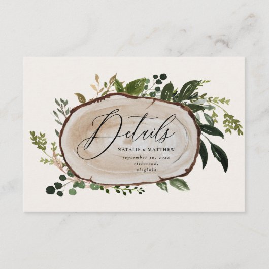Rustic Foliage Farmhouse Elegant Wedding Details   Informatiekaartje (Voorkant)