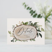 Rustic Foliage Farmhouse Elegant Wedding Details Informatiekaartje (Staand voorkant)