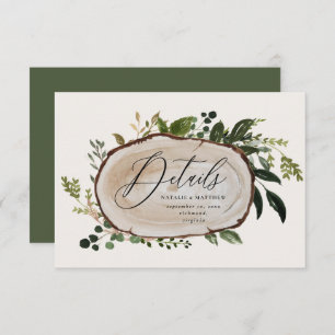 Rustic Foliage Farmhouse Elegant Wedding Details Informatiekaartje