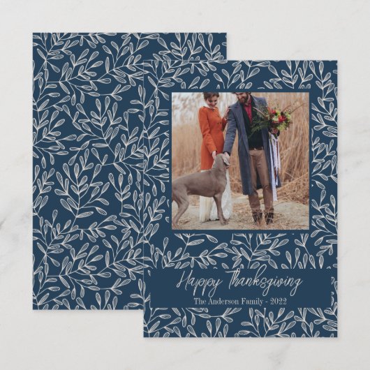 Rustic Foliage Happy Thanksgiving-fotoserie Bedankkaart (Voorkant / Achterkant)
