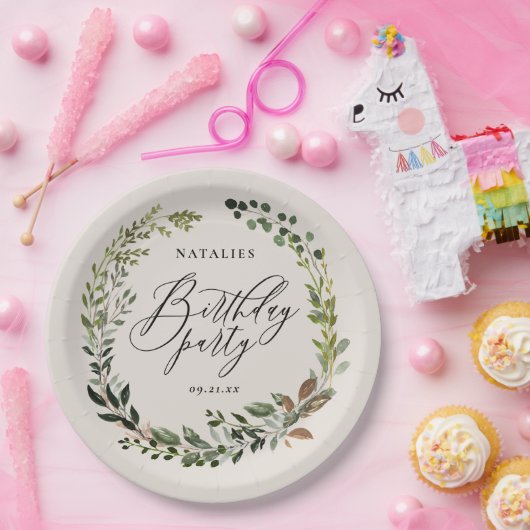 Rustic foliage met feestdag papieren bordje (Feest)