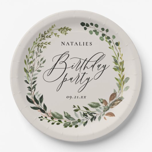 Rustic foliage met feestdag papieren bordje (Voorkant)