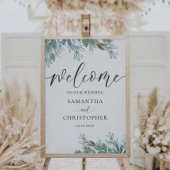 Rustic Foliage Sage Green Calligraphy Wedding Sign Poster
