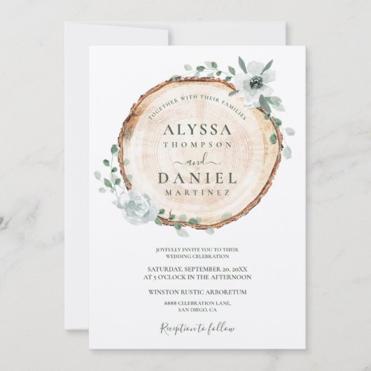 Rustic Foliage Waterverf botanische bruiloft Kaart (Voorkant)