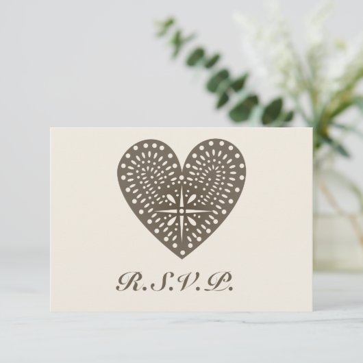 Rustic Folk Art geïnspireerd harthuwelijk RSVP (Staand voorkant)
