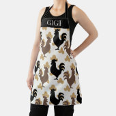 Rustic Folk Art Rooster Pattern, Farmhouse Kitchen Schort (Insitu)