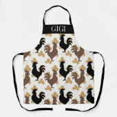Rustic Folk Art Rooster Pattern, Farmhouse Kitchen Schort (Voorkant)