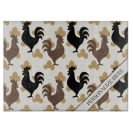 Rustic Folk Art Rooster Pattern, Farmhouse Kitchen Snijplank