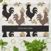 Rustic Folk Art Rooster Pattern, Farmhouse Kitchen Theedoek (Gevouwen)