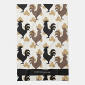 Rustic Folk Art Rooster Pattern, Farmhouse Kitchen Theedoek (Verticaal)