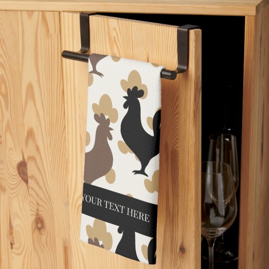 Rustic Folk Art Rooster Pattern, Farmhouse Kitchen Theedoek (Derde Gevouwen)