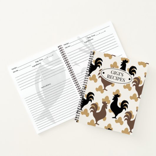 Rustic Folk Art Rooster Pattern, Farmhouse Recipe Notitieboek (Binnen)