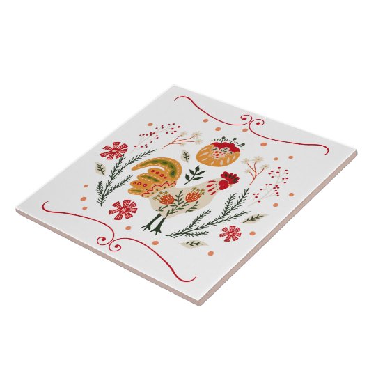 Rustic Folk Art Rooster Tegeltje (Zijkant)