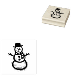 Rustic Folk Art Snowman Kerstwinter Rubberstempel