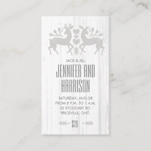 Rustic Folk Deer Jack en Jill Ticket // Gray