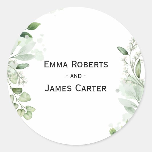 Rustic Folk Greenery Round Sticker (Voorkant)