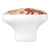 Rustic Folk Woodland Animal Flower Nursery Pink Keramische Knop (Zijkant)