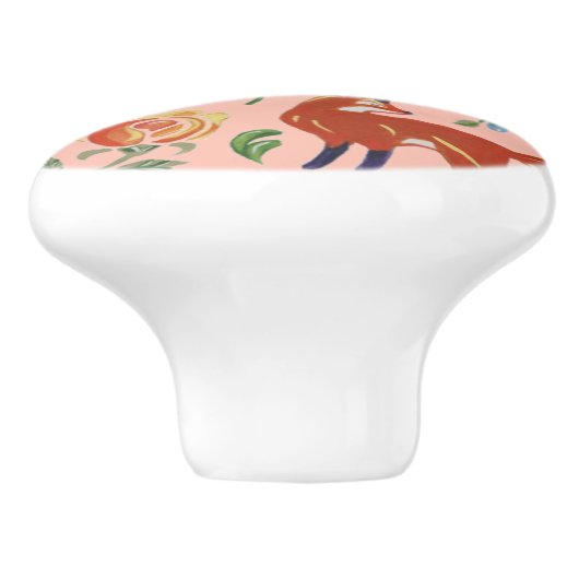 Rustic Folk Woodland Animal Flower Nursery Pink Keramische Knop (Zijkant)