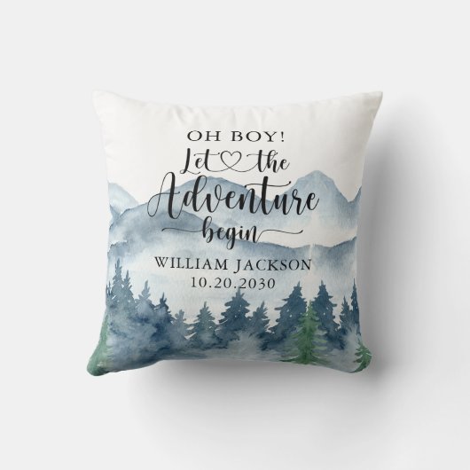 Rustic Forest Adventure Mountains Boy Nursery Kussen (Achterkant)