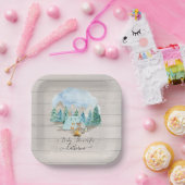 Rustic Forest Animals Deer Bear Boy Baby Shower Papieren Bordje (Feest)