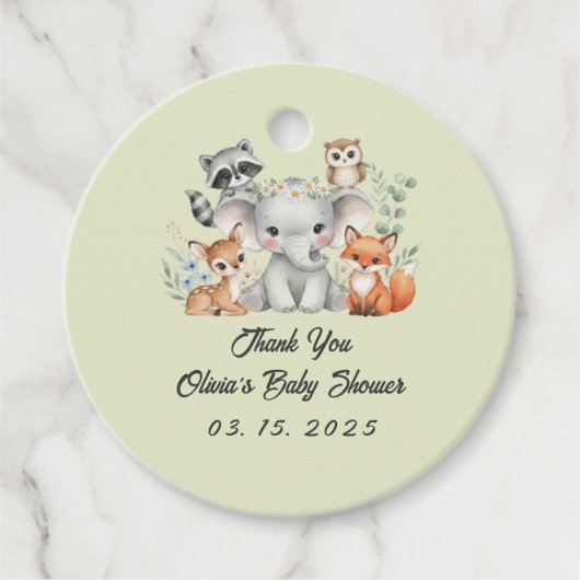 Rustic Forest Animals Greenery Dank u Bedankjes Labels (Voorkant)
