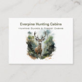 Rustic Forest Antler Deer Hunting Cabins QR-code Visitekaartje (Voorkant)