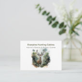 Rustic Forest Antler Deer Hunting Cabins QR-code Visitekaartje (Staand voorkant)