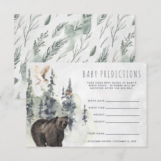 Rustic Forest | Baby Shower Raadspel Kaart (Voorkant / Achterkant)